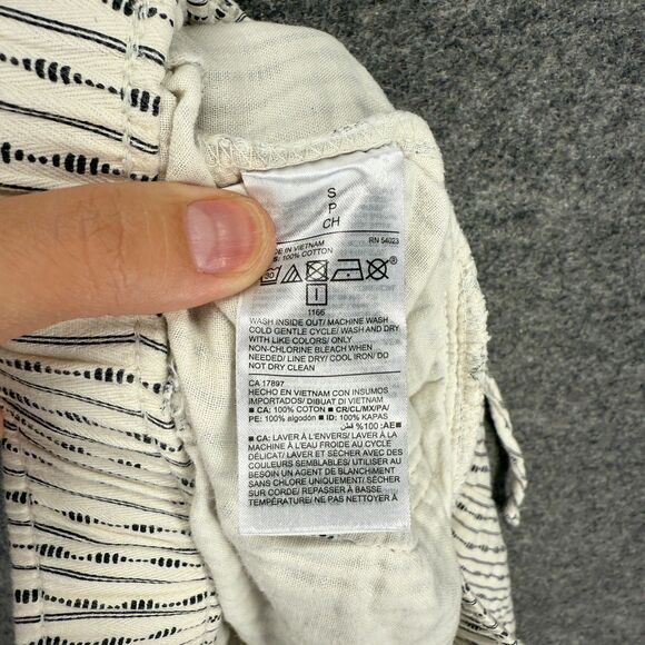 Old Navy Shorts Women S Small Beige Striped Mid Rise Drawstring Chino Cotton - Picture 5 of 6
